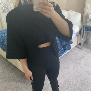 COPY - Bebe Black Women's Pullover Sweater Split Knitted poncho shrug